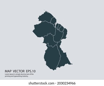 Guyana map vector, isolated on gray background