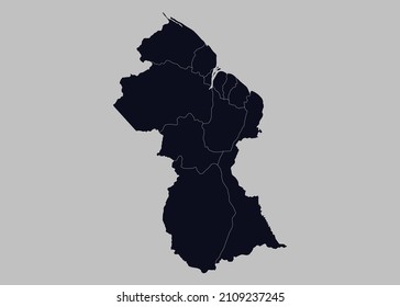 Guyana map vector, Isolated on gray background