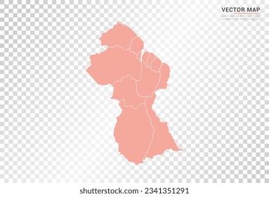 Guyana mapea el color naranja vectorial sobre fondo transparente.