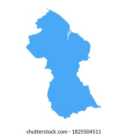 Guyana Map - Vector Solid Contour