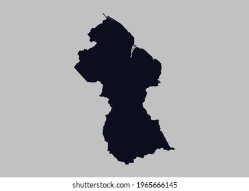 Guyana map vector,Not isolated blue color on gray background