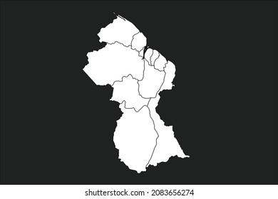 Guyana map White Color on black Background