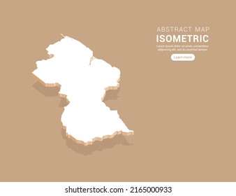 Guyana map white on brown background with isometric vector.