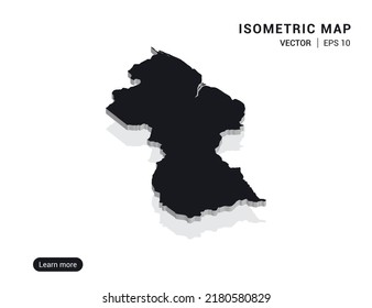 Guyana map white on pink background with 3d isometric vector illustration
