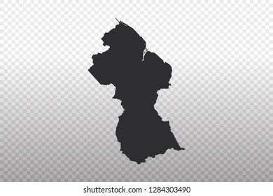 Guyana Map - World Map International vector template isolated on transparent background - Vector illustration eps 10