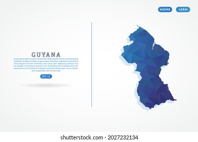 Guyana map - World Map International vector template with polygon blue color gradient isolated on white background for education, website, banner - Vector illustration eps 10
