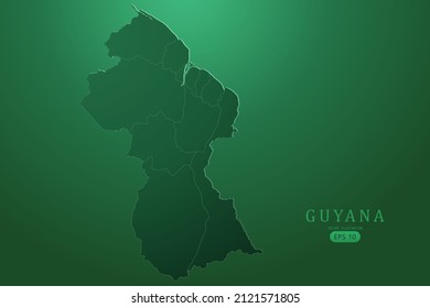 Guyana Map - World Map International vector template with High detailed and Green gradient color isolated on green background for design, infographic - Vector illustration eps 10