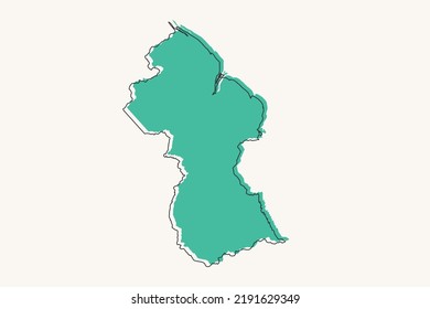 Mapa de Guyana - Mapa mundial Plantilla vectorial internacional con formas geométricas negras y verdes y estilo de líneas aisladas en fondo blanco para diseño, infografía - Ilustración vectorial eps 10