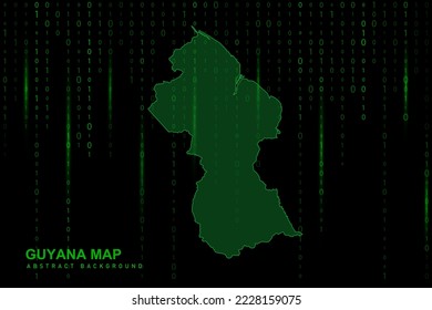 Guyana Karte - Weltkarte Internationale Vektorvorlage mit Matrix-grünem Hintergrund für binären Computercode einschließlich Licht für Design, Website, Hacker-Konzept - Vektorgrafik eps10