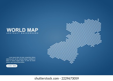 Guyana Map - World map International vector template with isometric top and white pixel, grid, grunge, halftone style isolated on blue background for design, web - Vector illustration eps 10