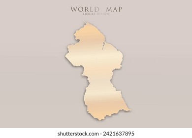 Mapa de Guyana - Mapa mundial Planilla vectorial internacional con 3D, diseño de lujo dorado incluyendo sombra sobre fondo brillante para diseño, educación, sitio web, infografía - Ilustración vectorial eps 10