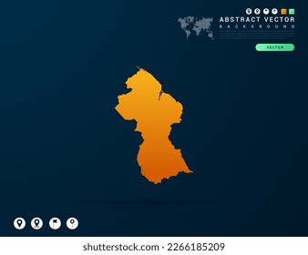 Guyana map of Yellow and orange gradient on dark background vector.