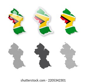 Guyana - Maps Collection. Six maps of different designs. Set of vector illustrations