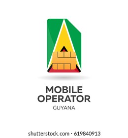 Guyana mobile operator. SIM card with flag. Vector illustration