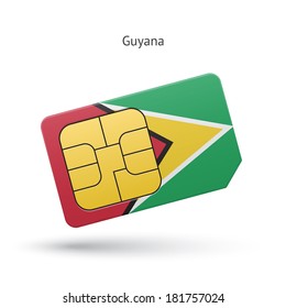 Guyana mobile phone sim card with flag. Vector illustration.