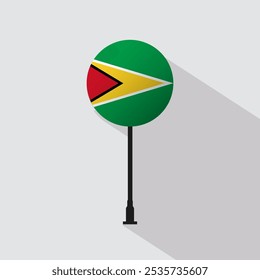 Guyana National Circle Sign Flag Vector Illustration