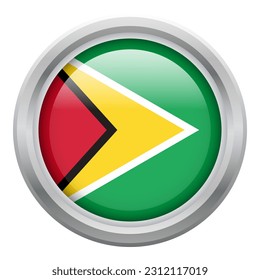 Guyana National flag isolated on white background, Round shape vector