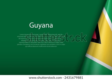 Guyana national flag isolated on dark background with copyspace