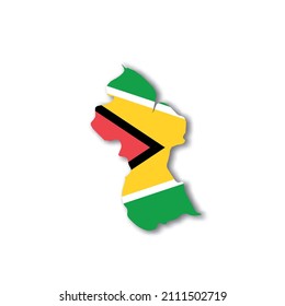 Guyana national flag in a shape of country map svg