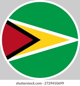 Ilustración vectorial nacional de la bandera de Guyana en forma de círculo, diseño de alta calidad