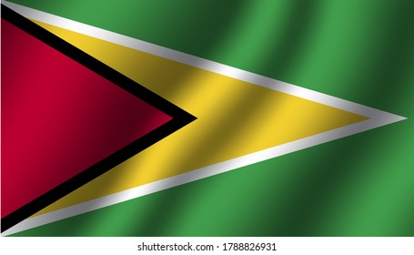 guyana national wavy flag vector illustration. textile fabric close up mode