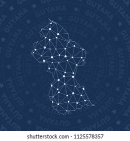 Guyana network style country map. Incredible space style, modern design for infographics or presentation.