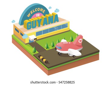 Guyana is one of  beautiful country to visit.vector illustrator