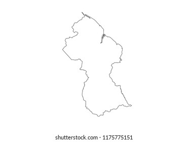 Guyana outline map country shape national borders