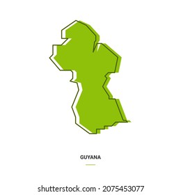 Guyana Outline Map with Green Colour. Modern Simple Line Cartoon Design - EPS 10 Vector