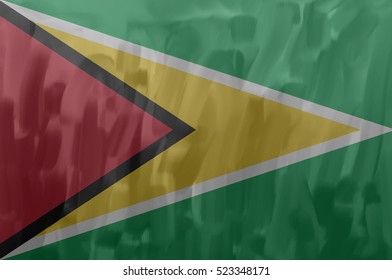 Guyana painted / drawn vector flag. Dramatic, unusual look. Vector file contains flag and texture layers