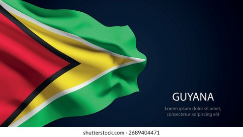 Guyana realistic flag waving with smooth silk texture and dramatic lighting