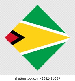 Guyana rhombus flag. Vector illustration.