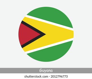 Bandera redonda de Círculo de Guyana. Icono de la pancarta del botón circular guyanés. Vector EPS