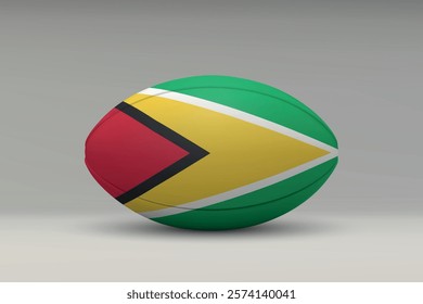 Guyana rugby ball featuring the national flag design on a gray background