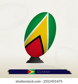 Guyana Rugby Ball on Rugby Kicking Tees with Modern Design. Illustration perfect for sports, national pride, and rugby-related projects.