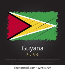 Guyana scribbled flag. hand drawn lines in Vector Format on Gray Background. Vector illustration eps 10.