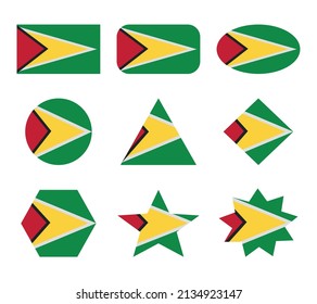 Guyana-Reihe von Flaggen mit geometrischen Formen