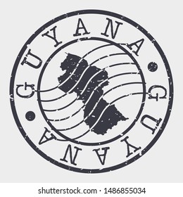 Guyana Stamp Postal. Map Silhouette Seal. Passport Round Design. Vector Icon. Design Retro Travel.