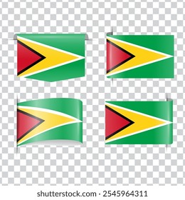Guyana tag national flag with shadow
