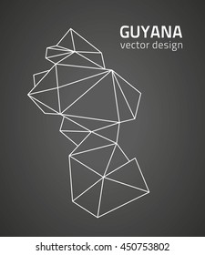 Guyana vector black perspective map 