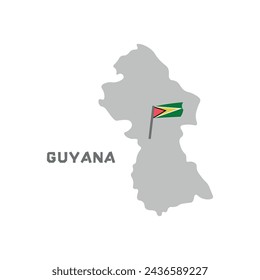 Guyana vector map with the flag inside. Map of the Guyana with the national flag isolated on white background. Vector illustration