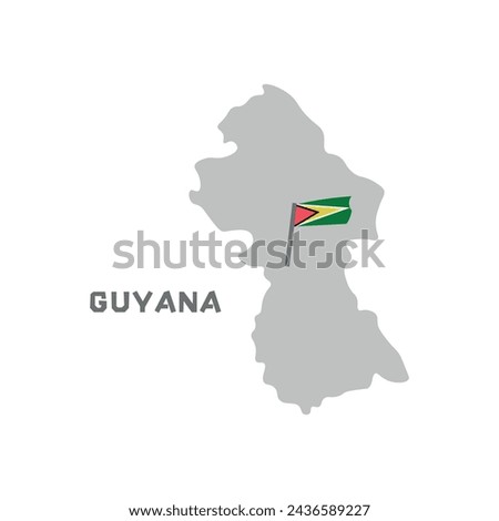 Guyana vector map with the flag inside. Map of the Guyana with the national flag isolated on white background. Vector illustration