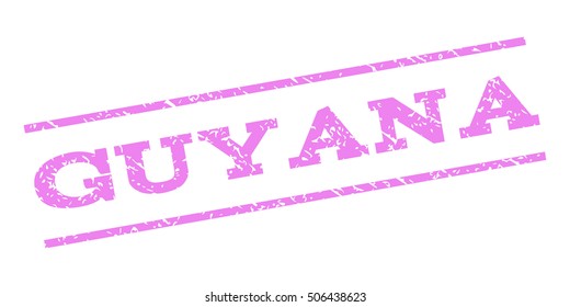 Guyana watermark stamp. Text tag between parallel lines with grunge design style. Rubber seal stamp with dirty texture. Vector violet color ink imprint on a white background.