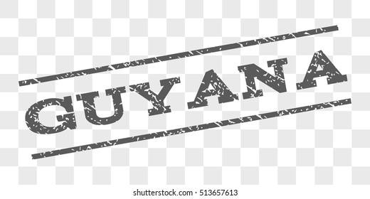 Guyana watermark stamp. Text tag between parallel lines with grunge design style. Rubber seal stamp with dirty texture. Vector grey color ink imprint on a chess transparent background.