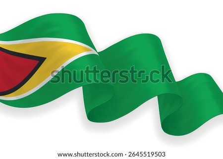 Guyana waving flag with bright colors on clean background