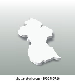 Guyana - weiße 3D-Silhouette-Karte des Landes mit heruntergefallenem Schatten auf grauem Hintergrund. Einfache flache Vektorgrafik