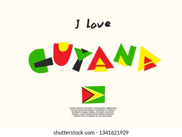 Guyana : World Flag with fun geometrical alphabets : Vector Illustration 