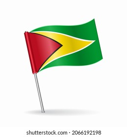 Guyanan flag map pointer layout. Vector illustration.