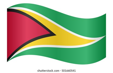 Guyanan national official flag. Patriotic symbol, banner, element, background. Correct colors. Flag of Guyana waving on white background, vector illustration