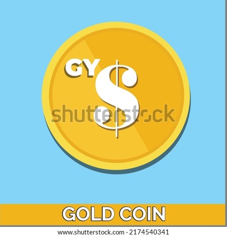 Guyanese dollar gold coins. Dollar Money symbol. The Guyanese dollar Currency Sign. Flat Design Coins. Can be used for web, mobile, infographic and print. eps10 Vector illustration..